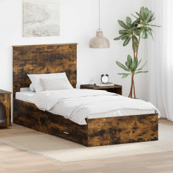 Ramka łóżka Dąb wędzony 90 x 200 cm Materiał drewnopochodny