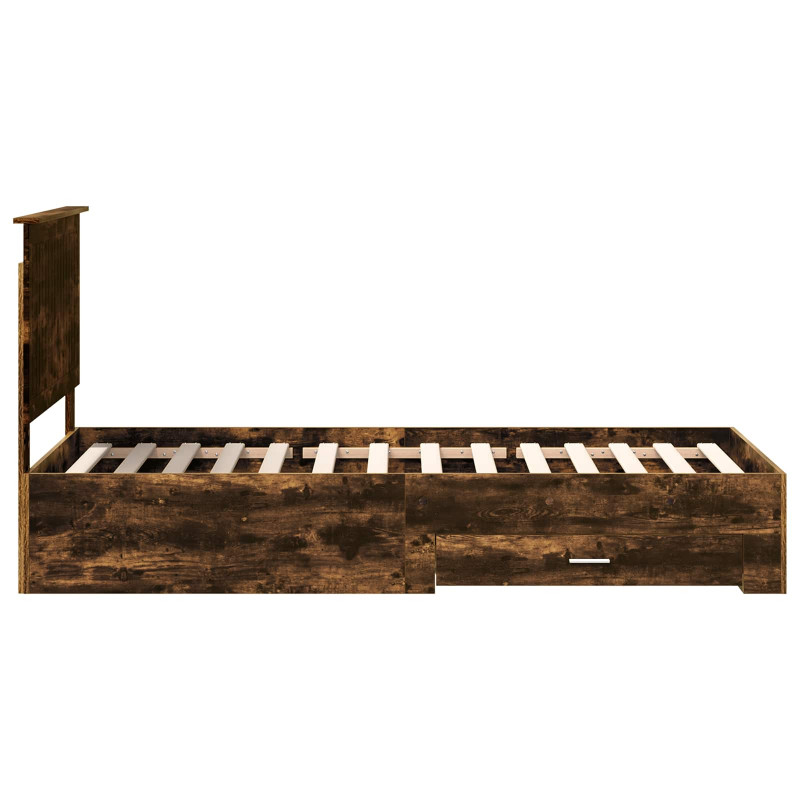 Ramka łóżka Dąb wędzony 90 x 200 cm Materiał drewnopochodny