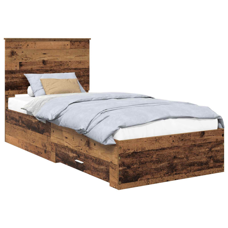 Ramka łóżka Stare drewno 90 x 200 cm Materiał drewnopochodny