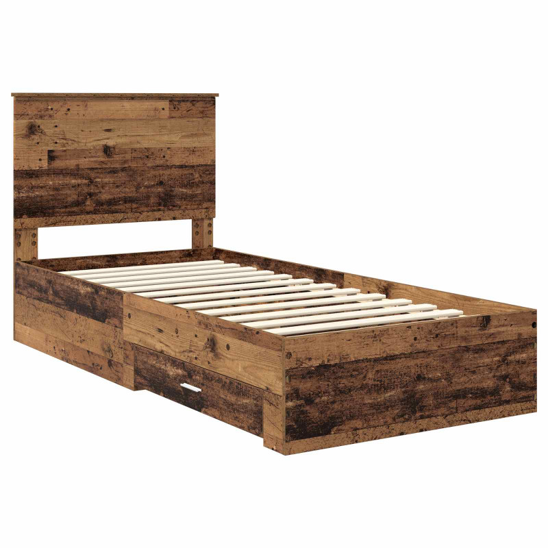Ramka łóżka Stare drewno 90 x 200 cm Materiał drewnopochodny