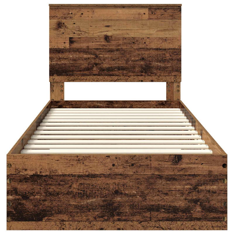 Ramka łóżka Stare drewno 90 x 200 cm Materiał drewnopochodny