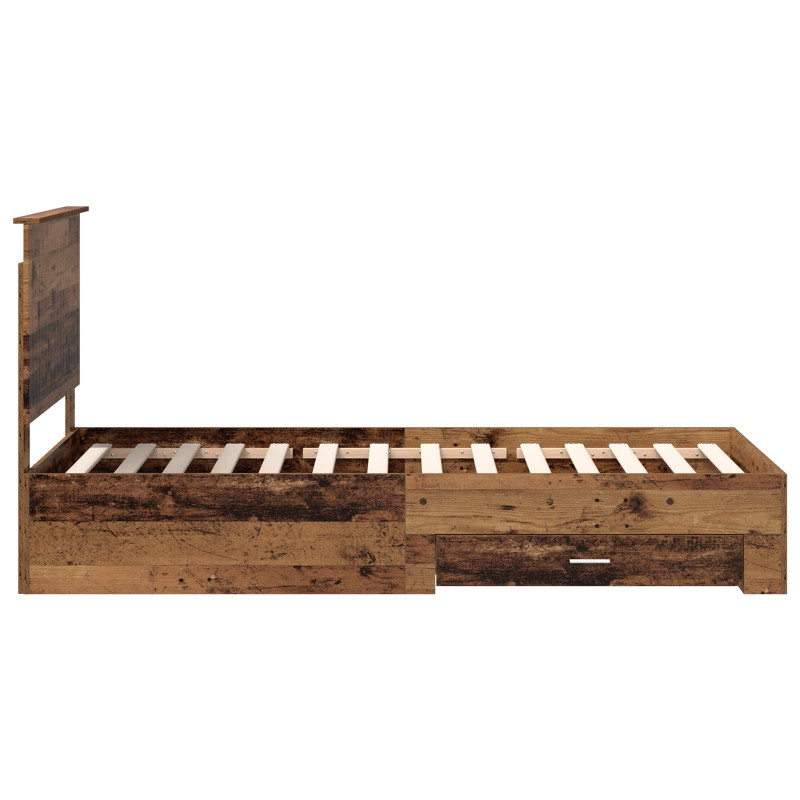 Ramka łóżka Stare drewno 90 x 200 cm Materiał drewnopochodny