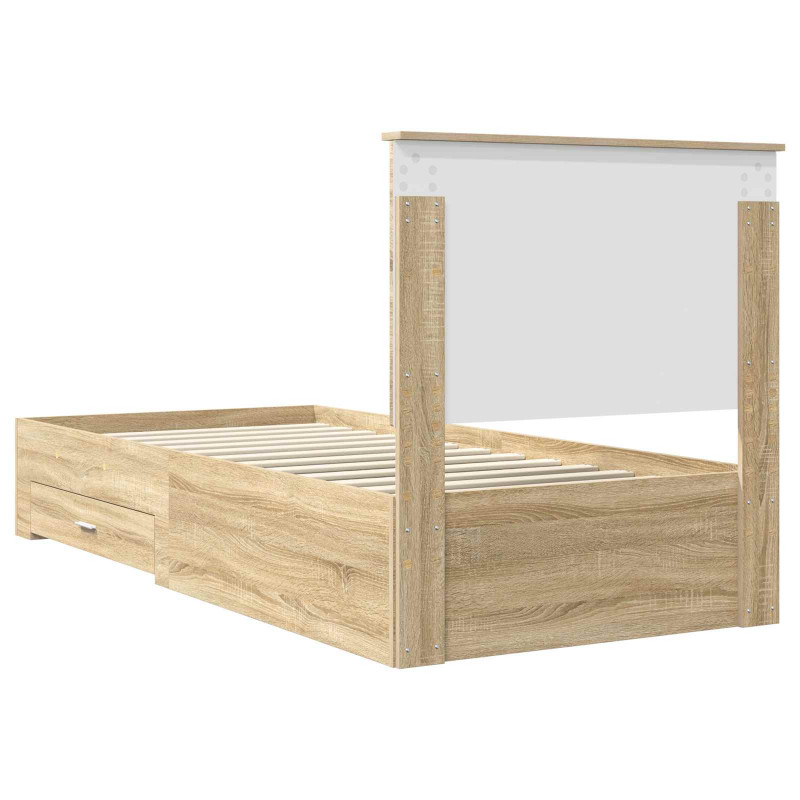 Ramka łóżka Dąb Sonoma 90 x 190 cm Materiał drewnopochodny