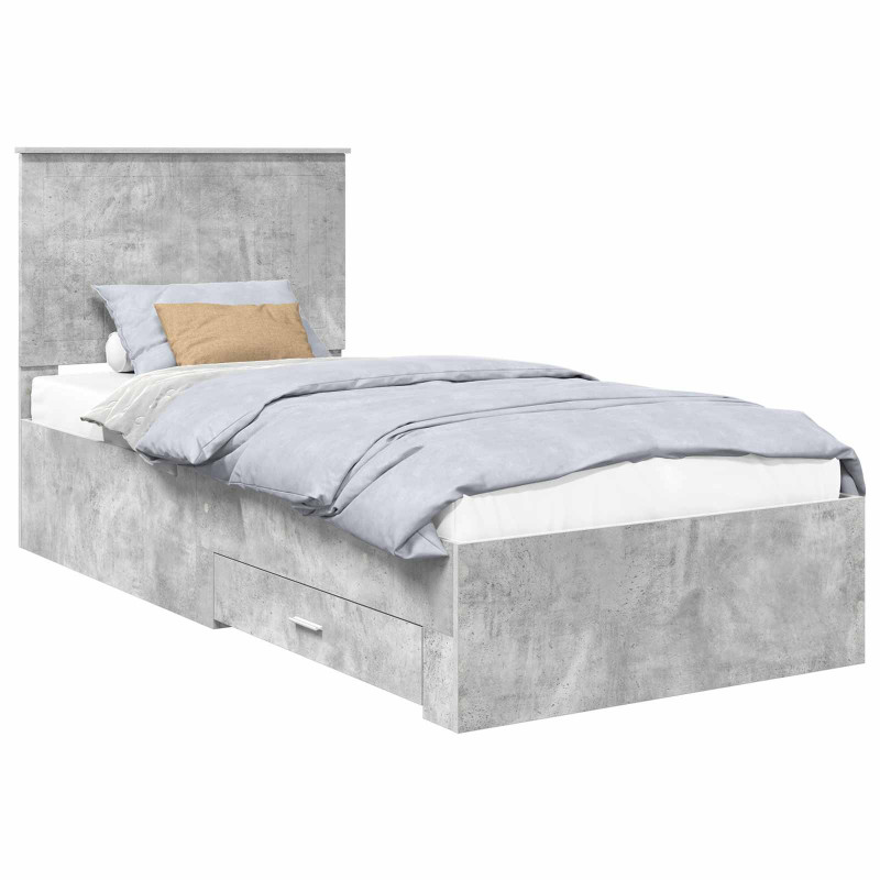 Ramka łóżka Betonowy szary 90 x 190 cm Materiał drewnopochodny