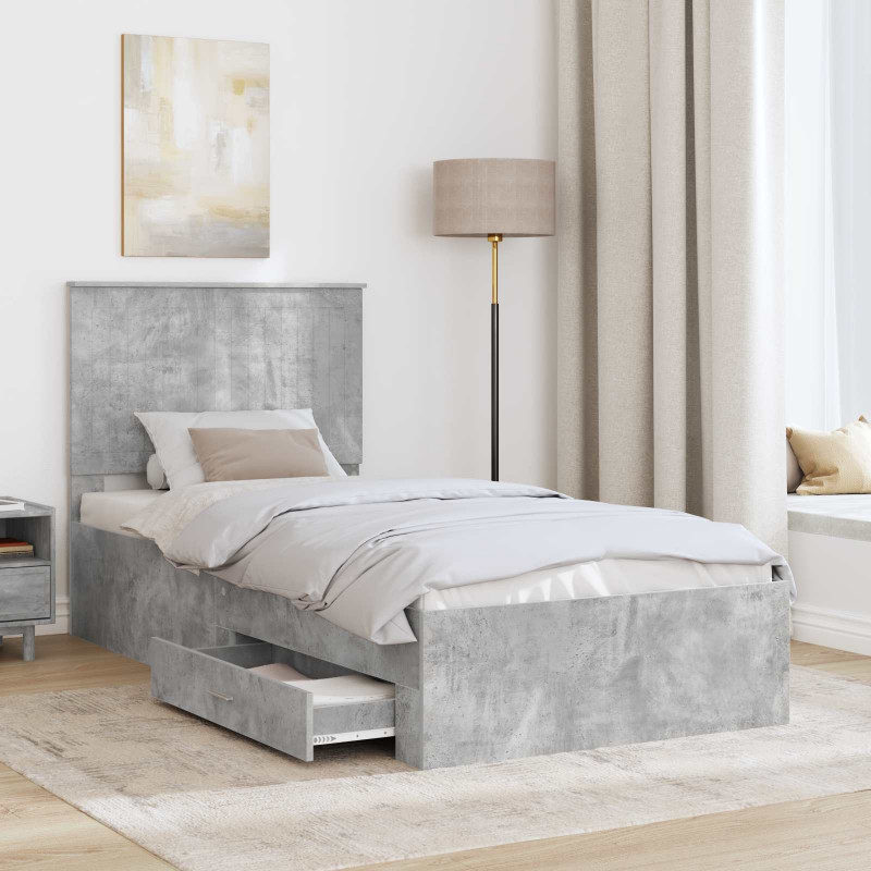 Ramka łóżka Betonowy szary 90 x 190 cm Materiał drewnopochodny