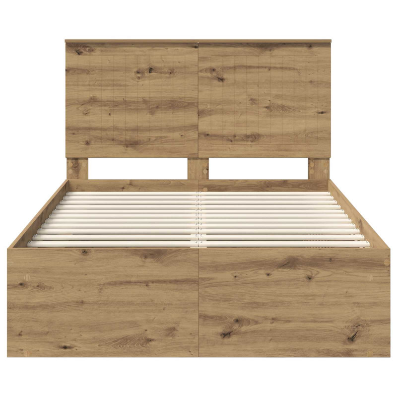 Ramka łóżka Dąb rzemieślniczy 120 x 190 cm Lite drewno sosnowe
