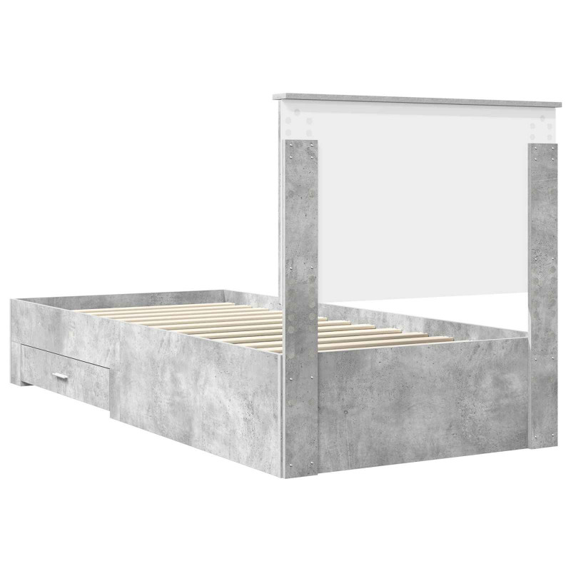 Ramka łóżka Betonowy szary 90 x 190 cm Materiał drewnopochodny