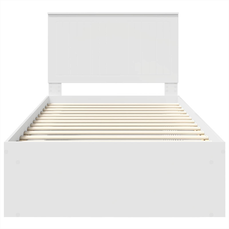 Ramka łóżka Z zagłówkiem Biały 100 x 200 cm Lite drewno sosnowe