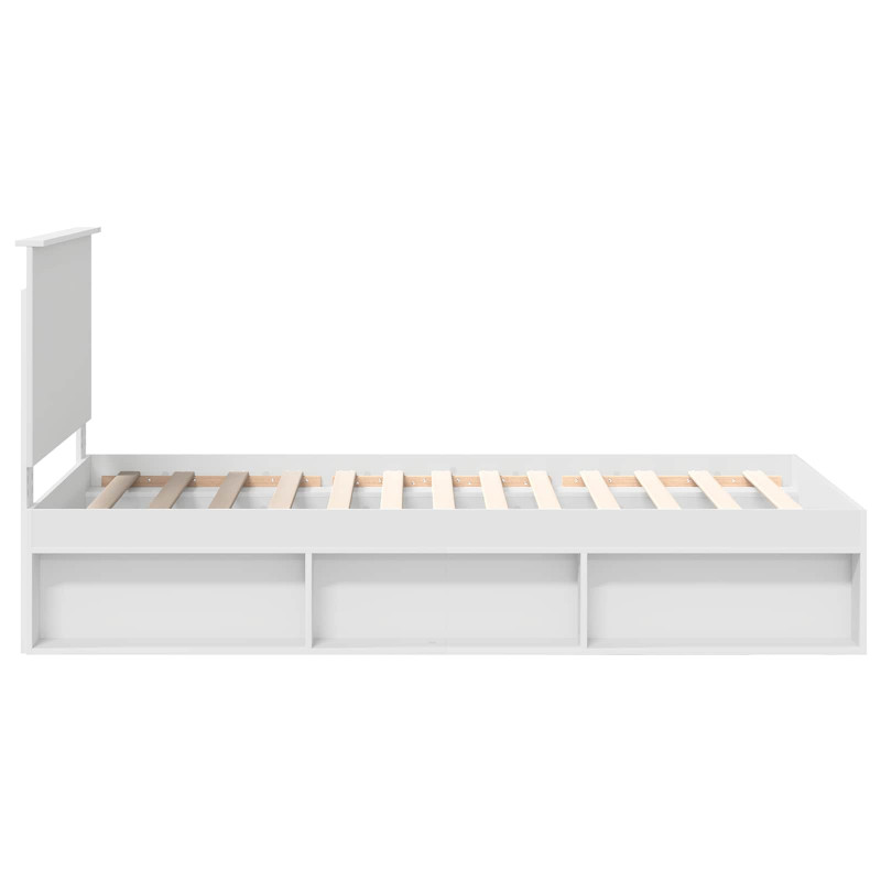 Ramka łóżka Z zagłówkiem Biały 100 x 200 cm Lite drewno sosnowe