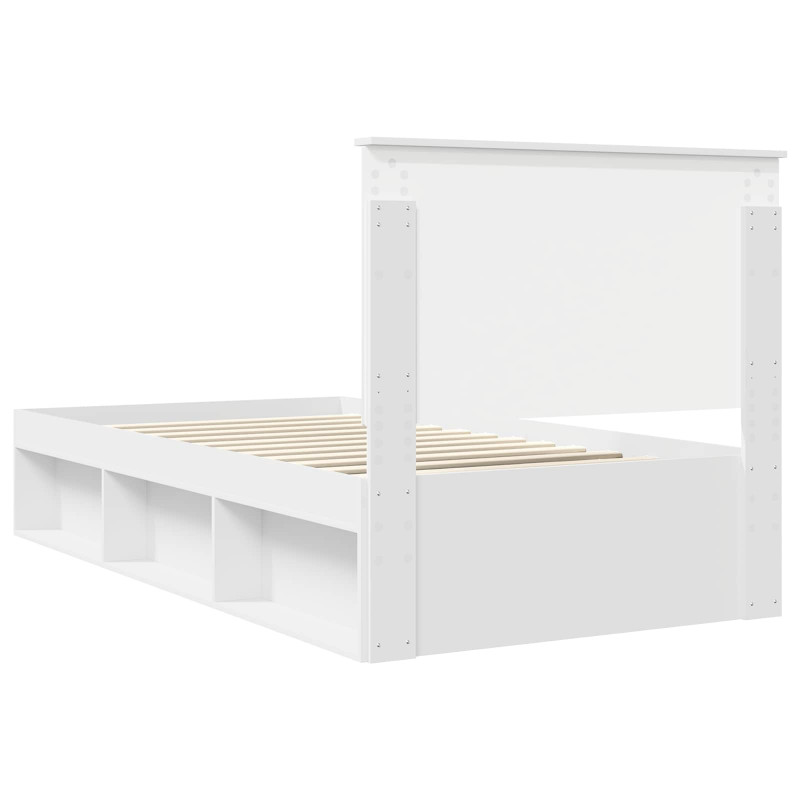 Ramka łóżka Z zagłówkiem Biały 100 x 200 cm Lite drewno sosnowe