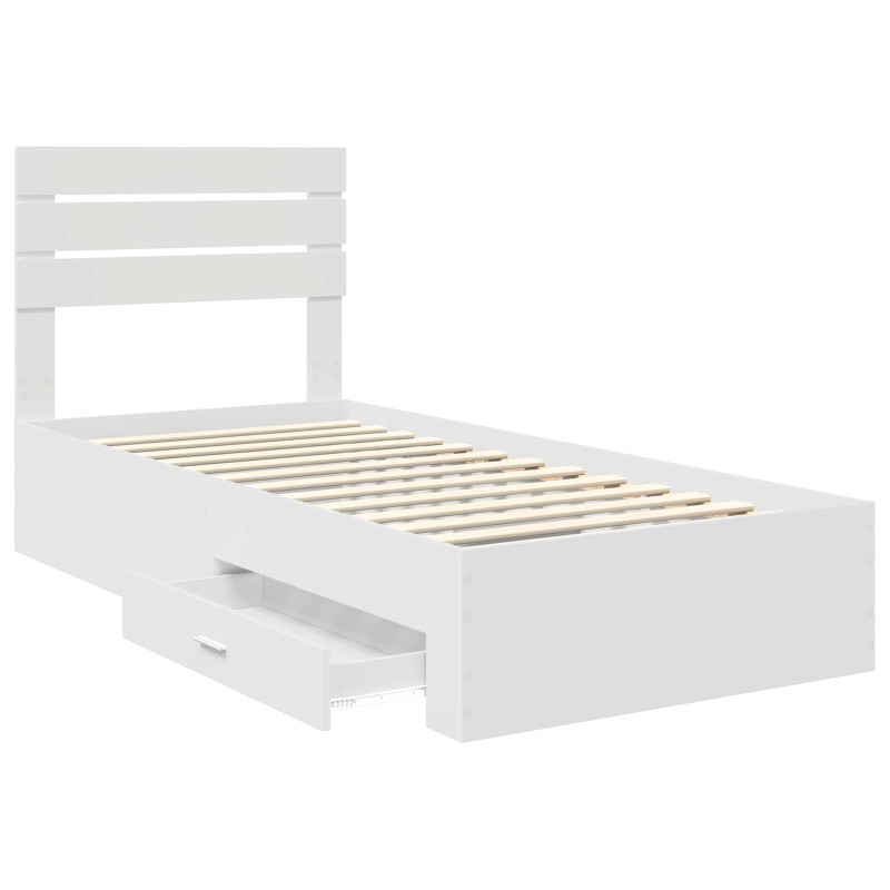Ramka łóżka Białe i srebro 75 x 190 cm Materiał drewnopochodny