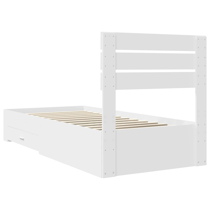 Ramka łóżka Białe i srebro 75 x 190 cm Materiał drewnopochodny