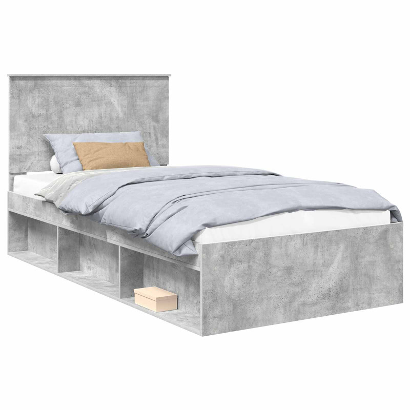 Ramka łóżka Szary beton 100 x 200 cm Lite drewno sosnowe