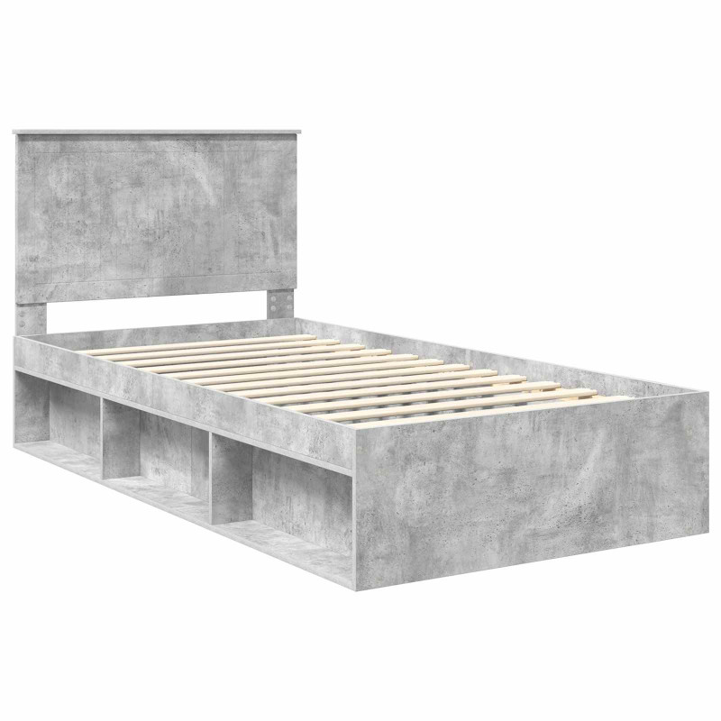 Ramka łóżka Szary beton 100 x 200 cm Lite drewno sosnowe
