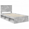 Ramka łóżka Szary beton 100 x 200 cm Lite drewno sosnowe