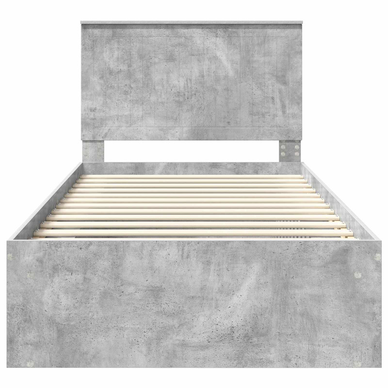 Ramka łóżka Szary beton 100 x 200 cm Lite drewno sosnowe