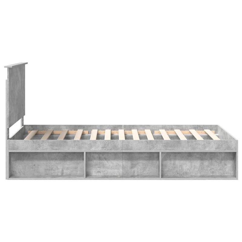 Ramka łóżka Szary beton 100 x 200 cm Lite drewno sosnowe