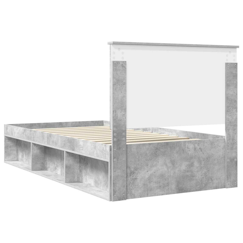 Ramka łóżka Szary beton 100 x 200 cm Lite drewno sosnowe