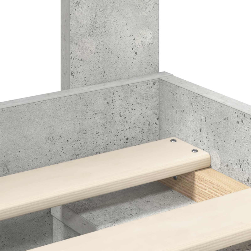 Ramka łóżka Szary beton 100 x 200 cm Lite drewno sosnowe