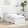 Ramka łóżka Białe i srebro 70 x 190 cm Materiał drewnopochodny