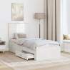 Ramka łóżka Białe i srebro 70 x 190 cm Materiał drewnopochodny