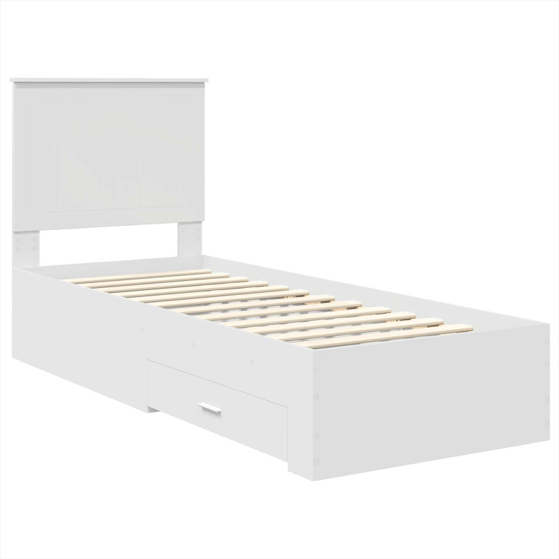 Ramka łóżka Białe i srebro 70 x 190 cm Materiał drewnopochodny