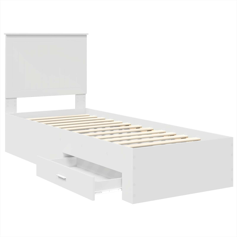 Ramka łóżka Białe i srebro 70 x 190 cm Materiał drewnopochodny