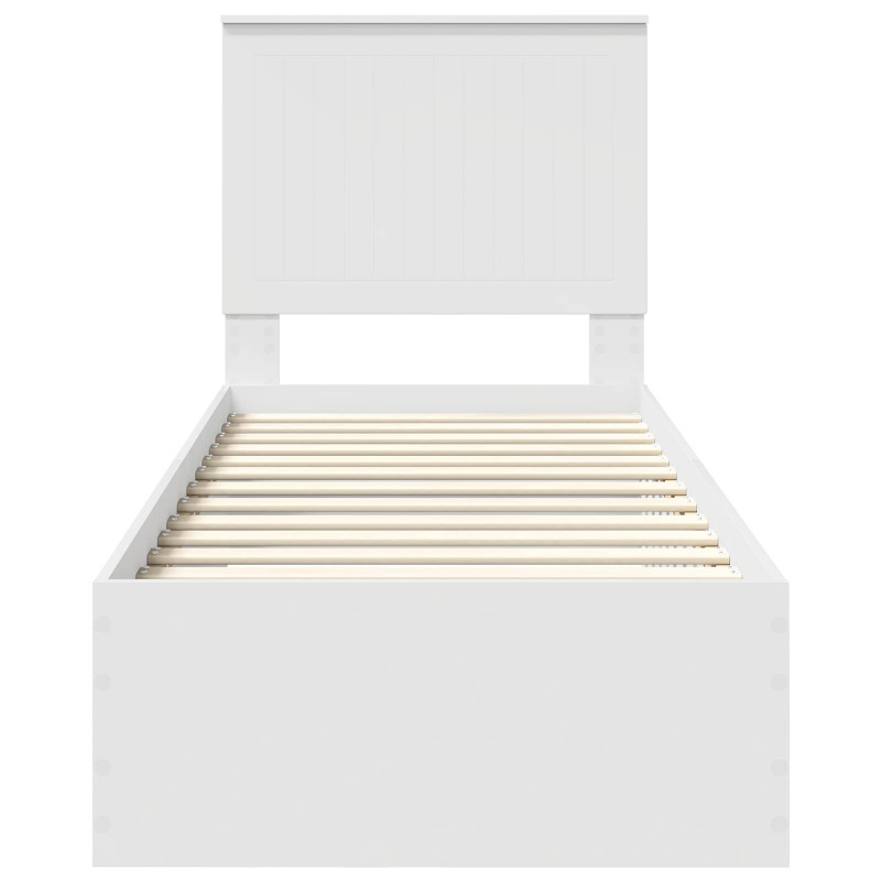 Ramka łóżka Białe i srebro 70 x 190 cm Materiał drewnopochodny