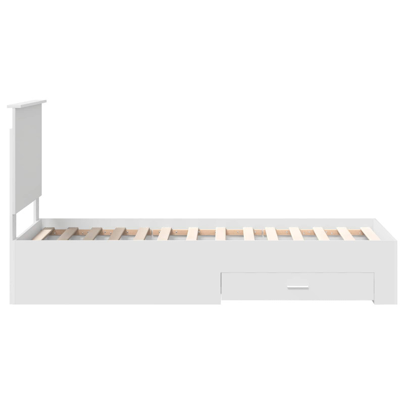 Ramka łóżka Białe i srebro 70 x 190 cm Materiał drewnopochodny