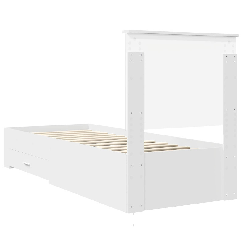 Ramka łóżka Białe i srebro 70 x 190 cm Materiał drewnopochodny
