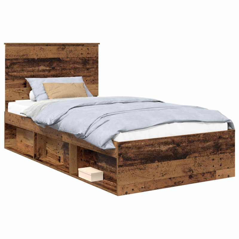 Ramka łóżka Stare drewno 100 x 200 cm Lite drewno sosnowe