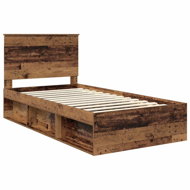 Ramka łóżka Stare drewno 100 x 200 cm Lite drewno sosnowe