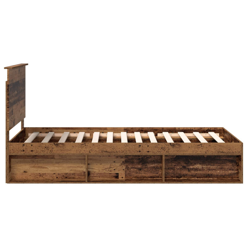 Ramka łóżka Stare drewno 100 x 200 cm Lite drewno sosnowe
