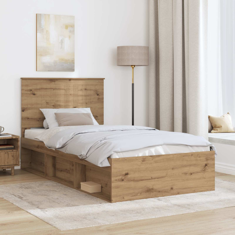 Ramka łóżka Dąb rzemieślniczy 100 x 200 cm Lite drewno sosnowe
