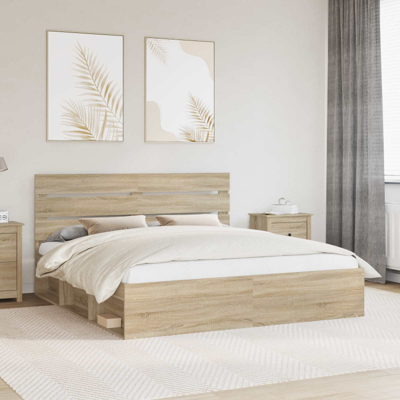 Ramka łóżka Sonoma 200 x 200 cm Lite drewno sosnowe