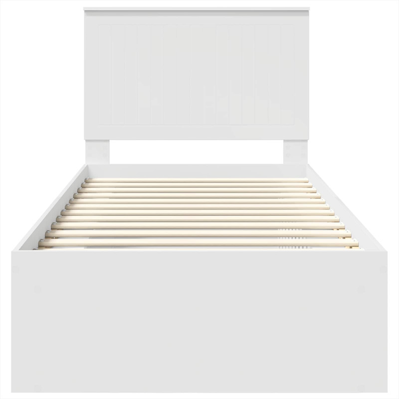 Ramka łóżka Z zagłówkiem Biały 90 x 200 cm Lite drewno sosnowe