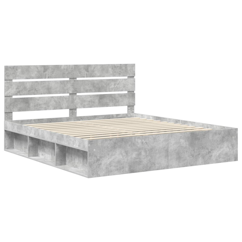 Ramka łóżka Betonowy 200 x 200 cm Lite drewno sosnowe
