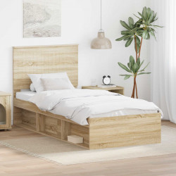 Ramka łóżka Dąb Sonoma 90 x 190 cm Lite drewno sosnowe