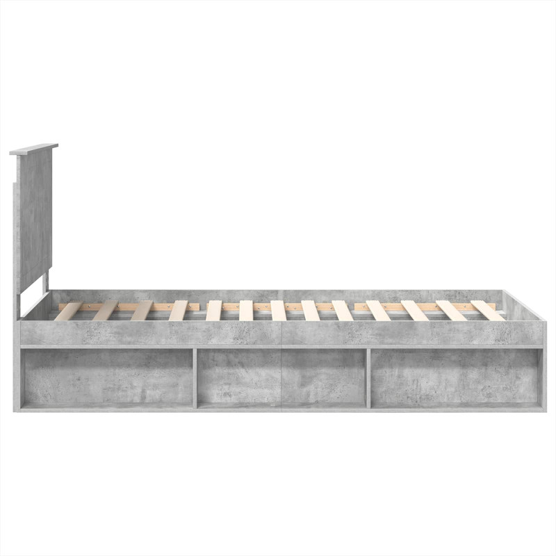 Ramka łóżka Betonowy 90 x 200 cm Lite drewno sosnowe