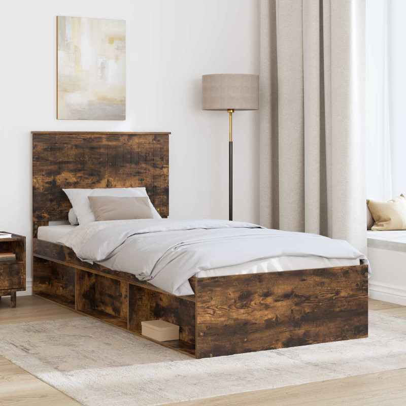 Ramka łóżka Dąb wędzony 90 x 200 cm Lite drewno sosnowe