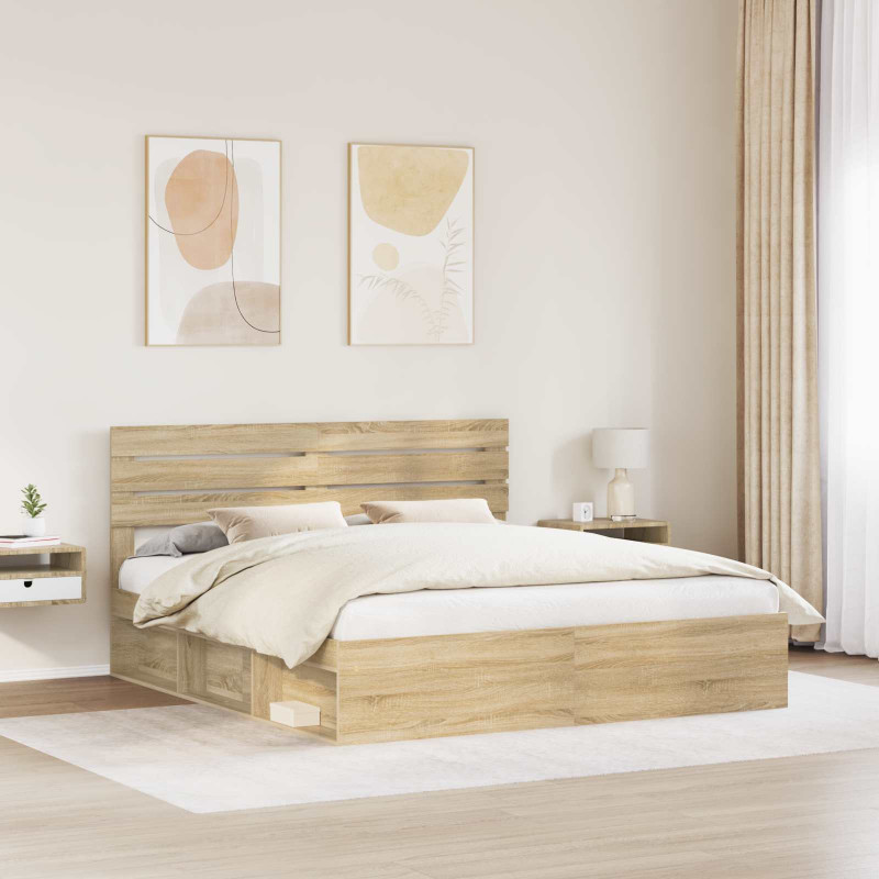 Ramka łóżka Sonoma 200 x 200 cm Lite drewno sosnowe
