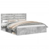 Ramka łóżka Betonowy 200 x 200 cm Lite drewno sosnowe
