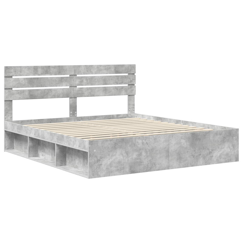 Ramka łóżka Betonowy 200 x 200 cm Lite drewno sosnowe