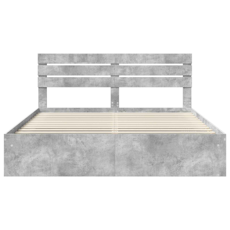Ramka łóżka Betonowy 200 x 200 cm Lite drewno sosnowe
