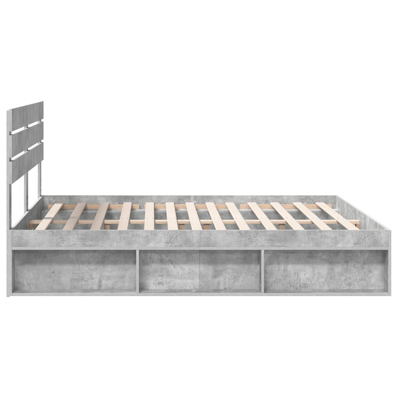 Ramka łóżka Betonowy 200 x 200 cm Lite drewno sosnowe