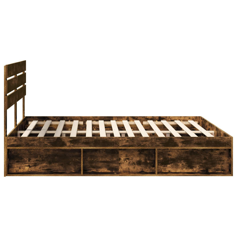 Ramka łóżka Dąb wędzony 200 x 200 cm Lite drewno sosnowe