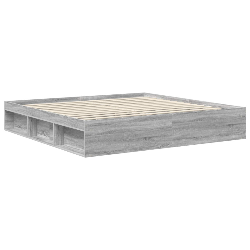 Ramka łóżka Szary Sonoma 200 x 200 cm Lite drewno sosnowe