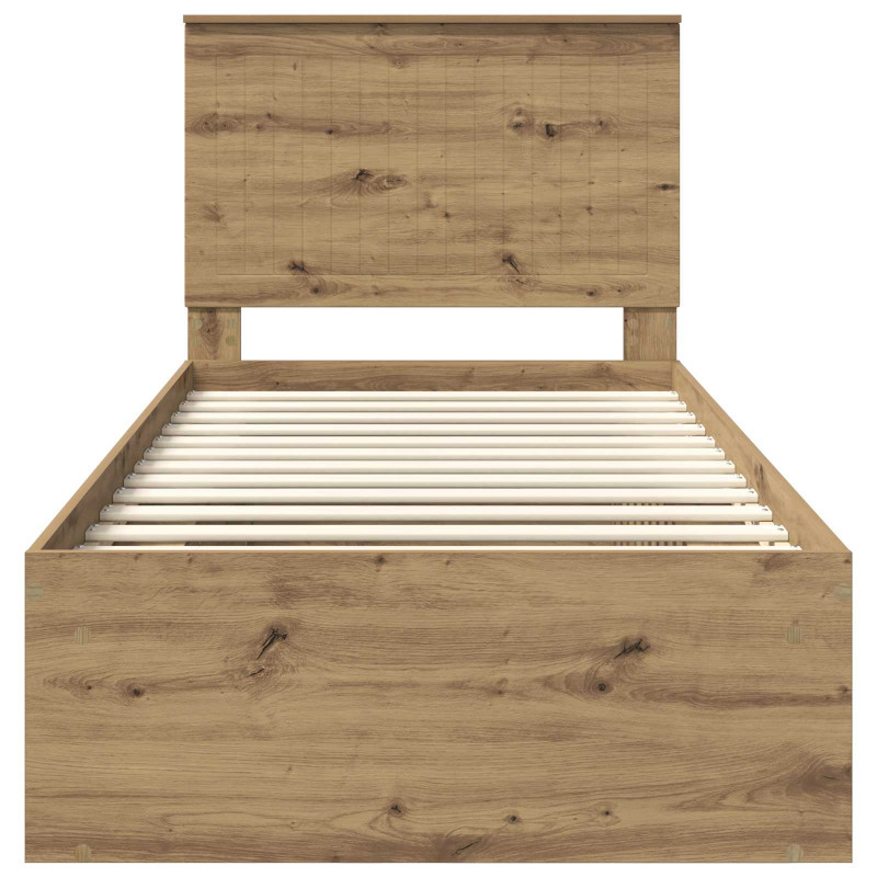 Ramka łóżka Dąb rzemieślniczy 90 x 200 cm Lite drewno sosnowe