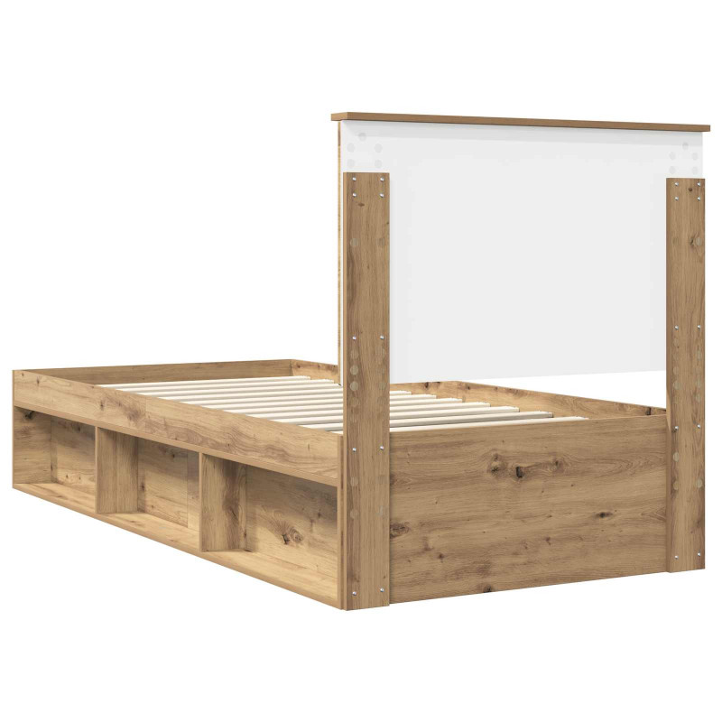Ramka łóżka Dąb rzemieślniczy 90 x 200 cm Lite drewno sosnowe