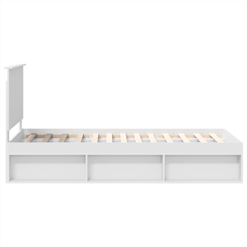 Ramka łóżka Z zagłówkiem Biały 90 x 190 cm Lite drewno sosnowe